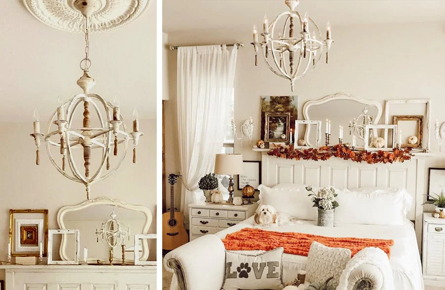 Whitewashed Iron Orb Chandelier