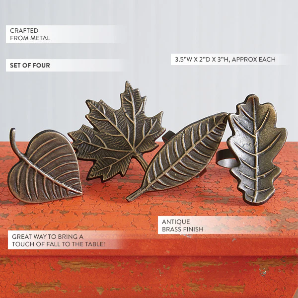 Autumn Leaf Napkin Rings, Set of Four