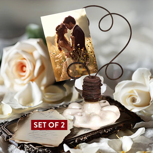 Vintage Drawer Pull Photo Holders, Set of 2