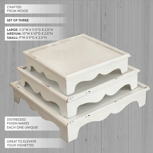 Chippy White Metal Risers, Set of 3