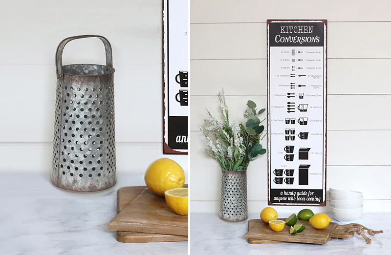 Round Galvanized Grater Vase