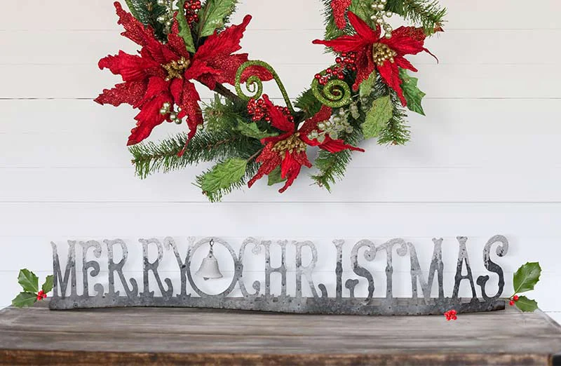 Rustic Metal Merry Christmas Tabletop Sign