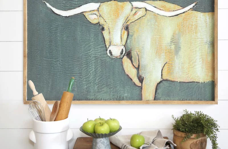 Artistic Cow Framed Canvas