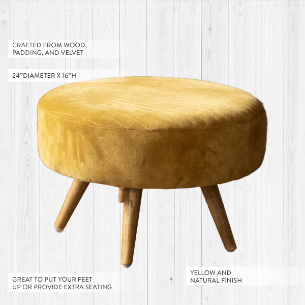 Honey Round Velvet Ottoman