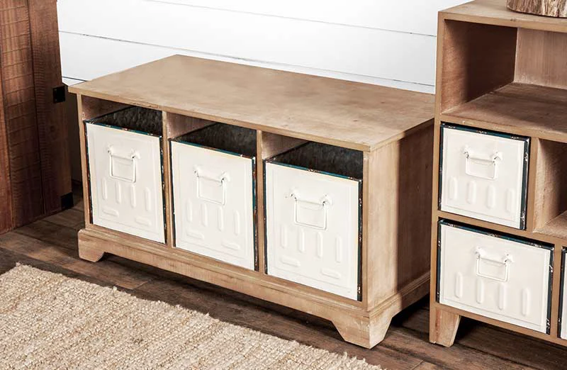 Enamel Drawer Storage Bench