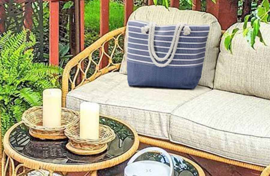 Navy Striped Tote Beach Bag