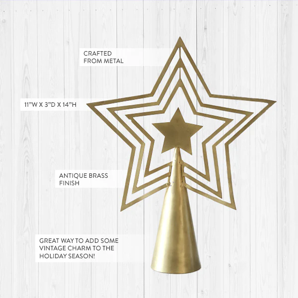Antique Brass Star Tree Topper