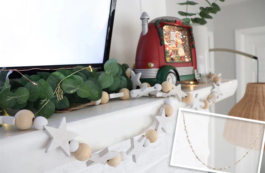 72 Wood Bead & Star Garland