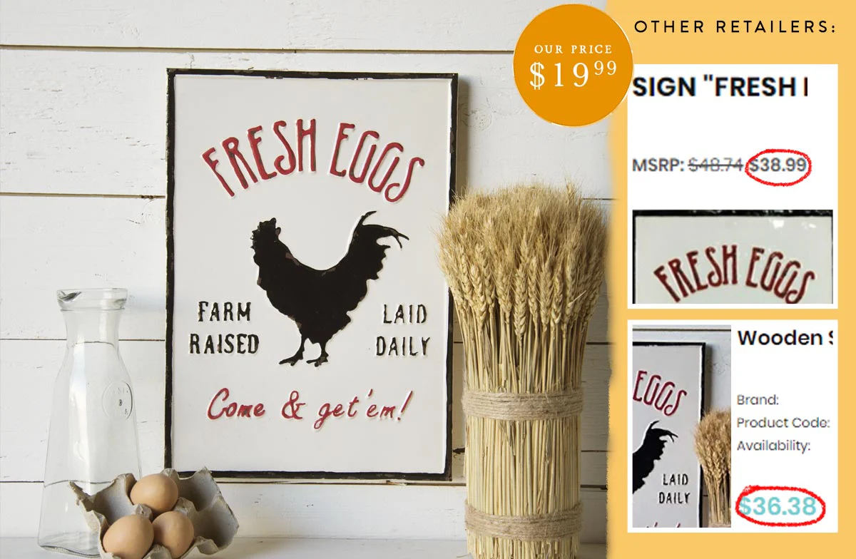 Enamel Inspired Fresh Eggs Sign