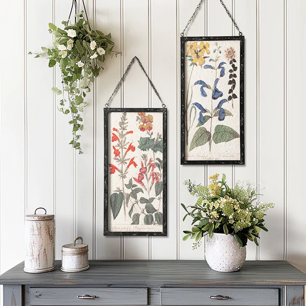 Botanical Perennial Flower Wall Art, Set of 2