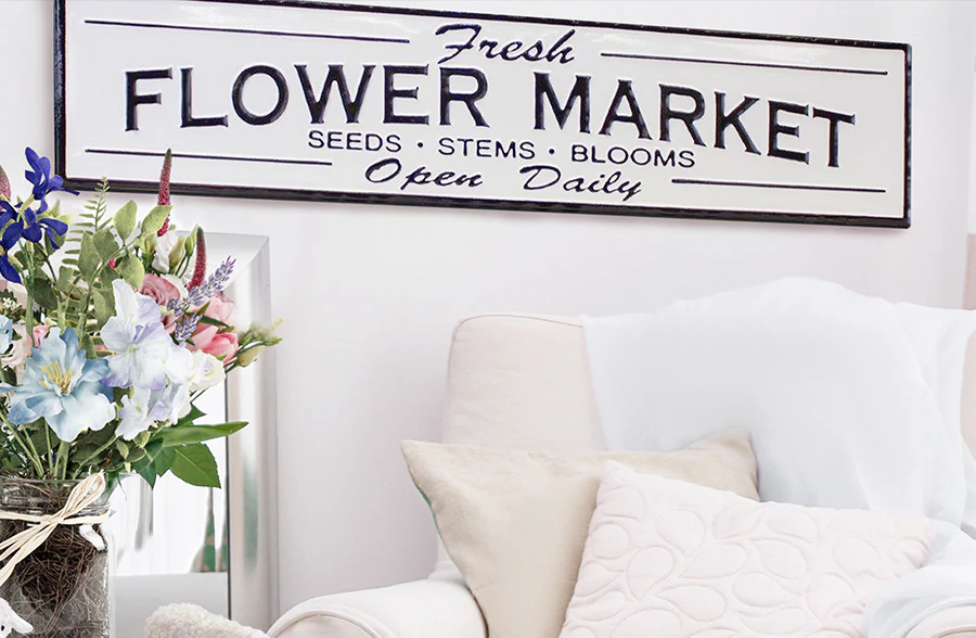 36 Inch Long Flower Market Sign