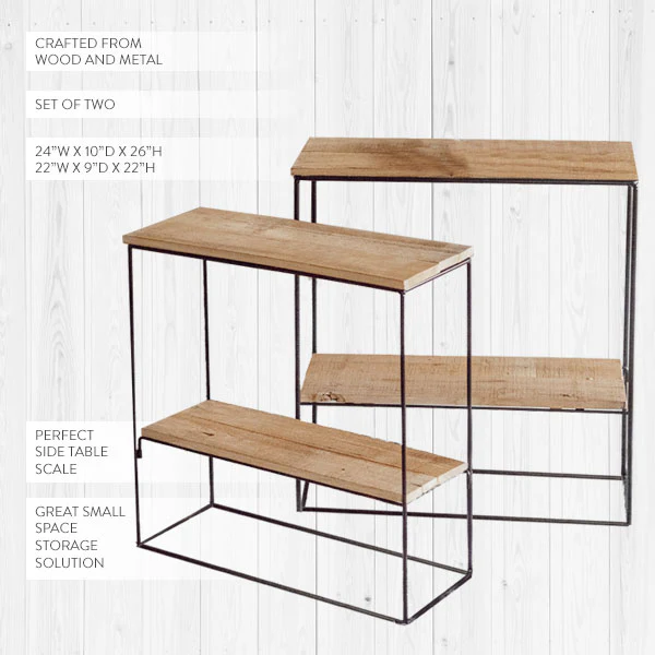 Two-Tier Rustic Wooden Accent Tables, Set of 2