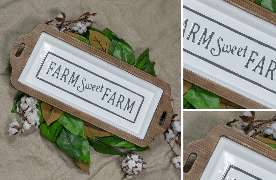 Enamel Farm Sweet Farm Framed Tray