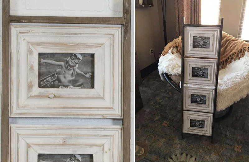 Distressed Wood Ladder Collage Frame