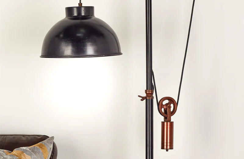 Industrial Pulley Floor Lamp