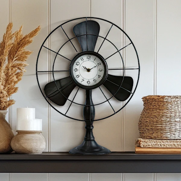 Modern Metal Fan Table Clock
