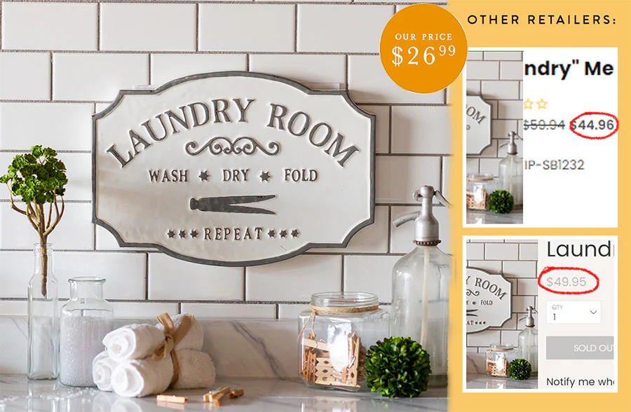 Embossed Metal Laundry Room Sign