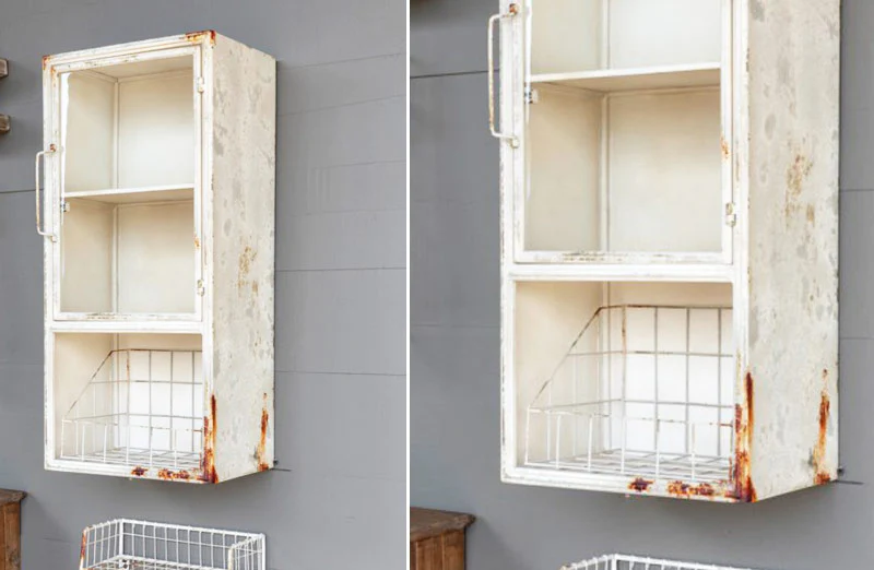 Aged White Water Closet Cabinet