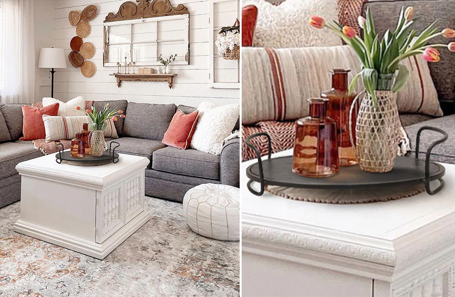 Iron Serving Tray with Handles