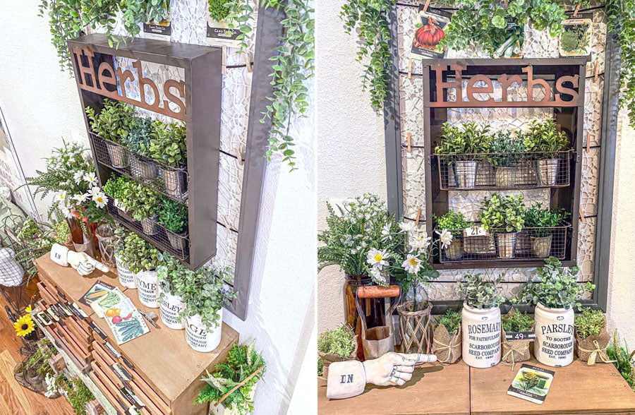 Herb Wall Shelf With Wire Baskets