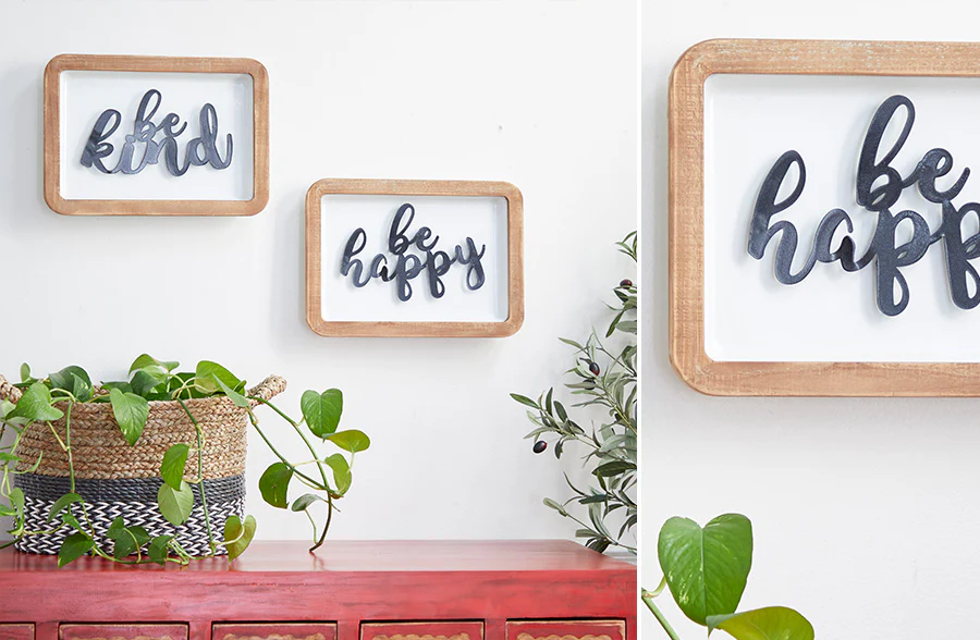 Metal Script Wall Signs, Set of 2