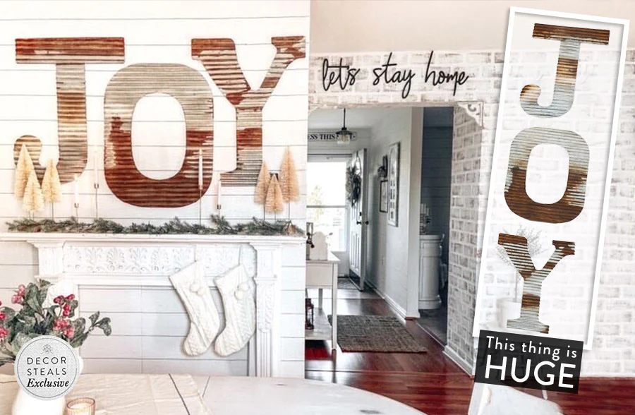 Rusted Corrugated Metal JOY Sign | DES Exclusive
