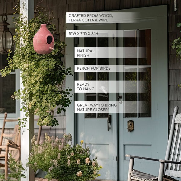 Large Terra Cotta Hanging Birdhouse