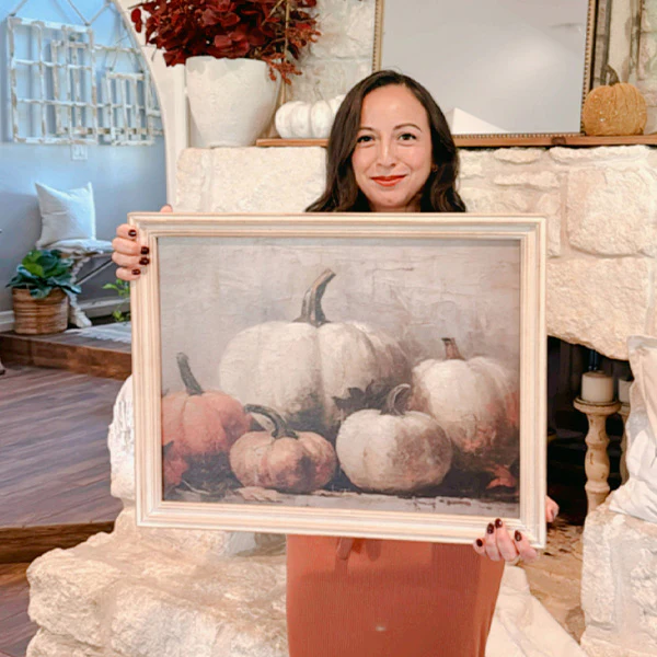 Vintage Inspired Pumpkin Wood Framed Wall Art