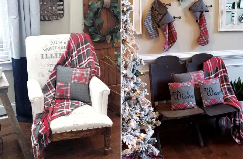 Plaid Patchwork Pillow