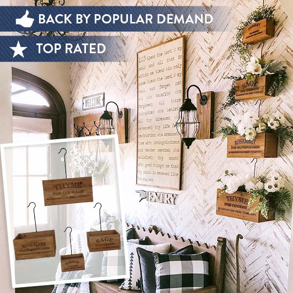 Wall Planters Indoor | Wooden Herb Buckets