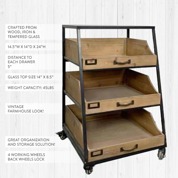 One of a Kind Side Table  with Storage Bins