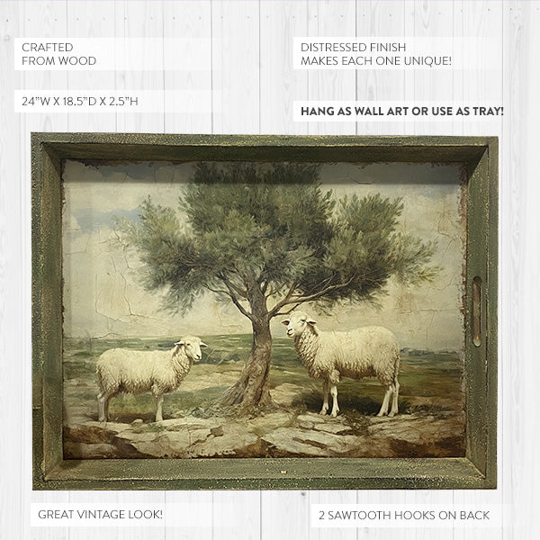 Pastoral Sheep Wood Tray