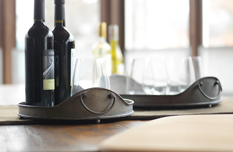 Distressed Metal Round Nesting Trays  Set of 2