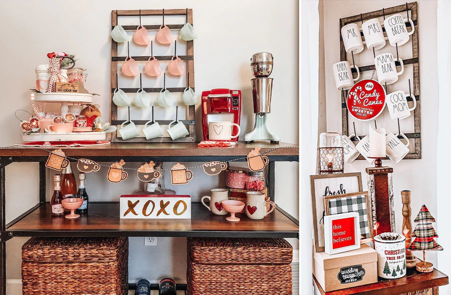 Wall Mounted Wood Framed Cup Rack