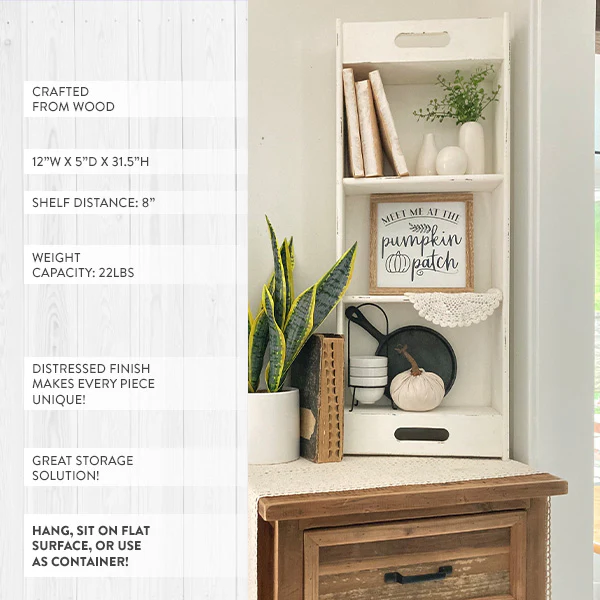 Wooden Farmhouse Hanging Shelf Unit