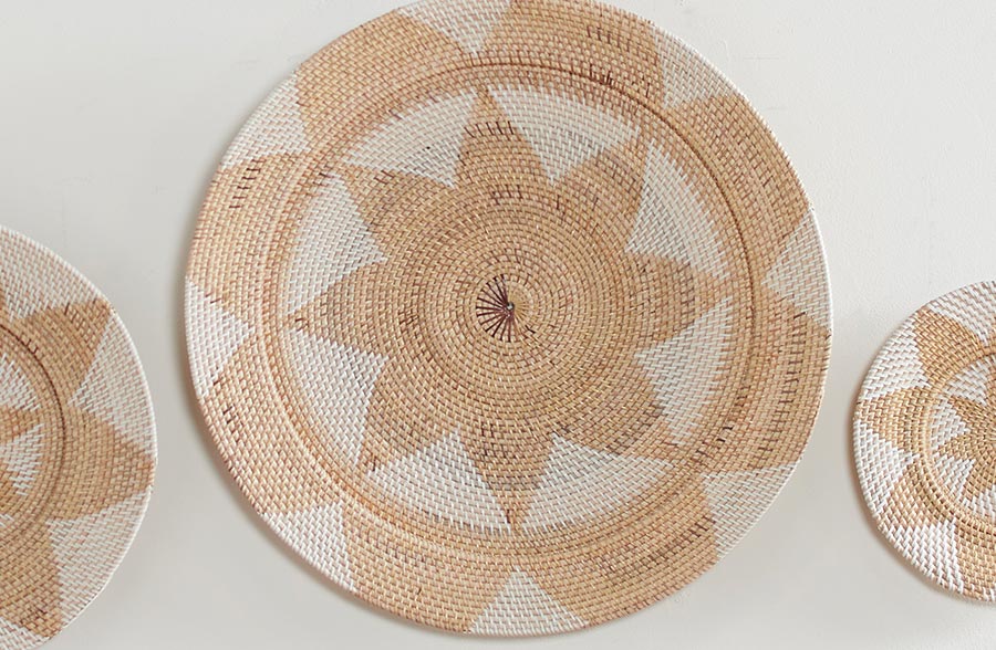 Round Wicker Wall Trays, Set of 3