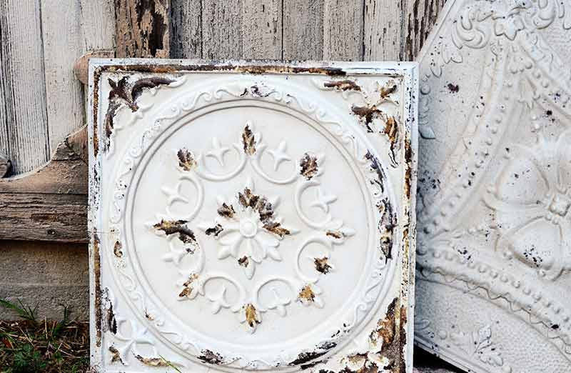 Ornate Distressed Square Ceiling Plate