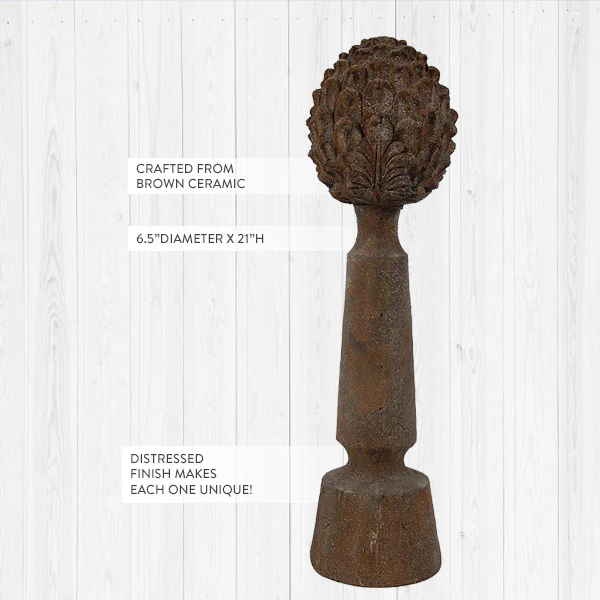21 Inch Vintage Inspired Ceramic Finial