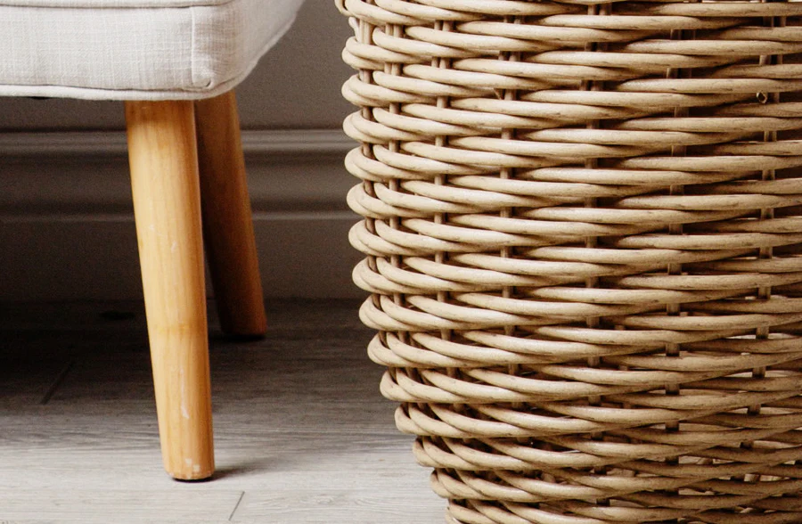 Outdoor Living Round Woven Baskets with Handles, Set of 2