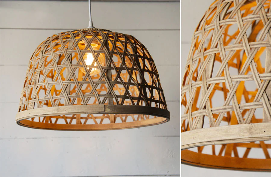 Woven Wicker Basket Pendant Light