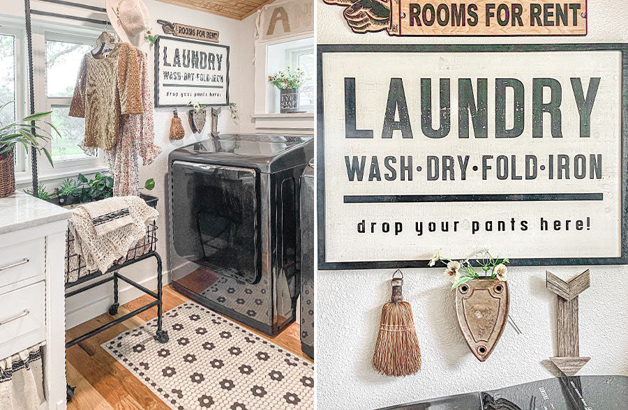 Wooden Laundry Typography Sign