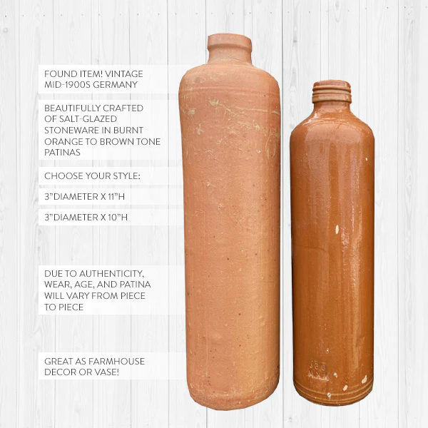 Antique Dutch Stoneware Gin Bottle, Pick Your Size