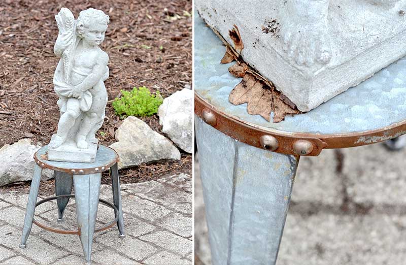 Aged Galvanized Milking Stool