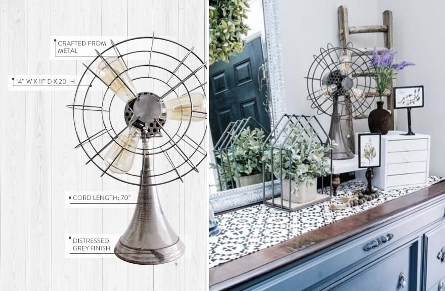Antique Grey Metal Fan Light