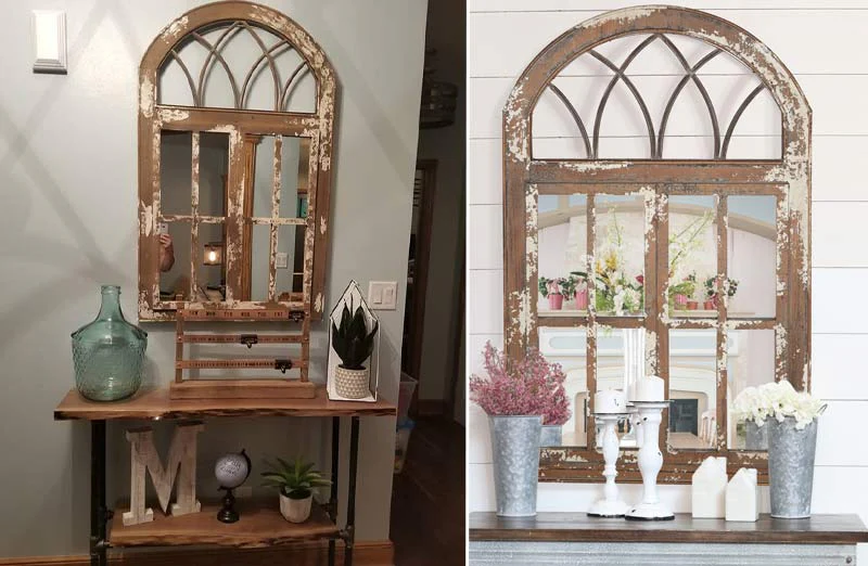 HUGE Arched Window Pane Mirror