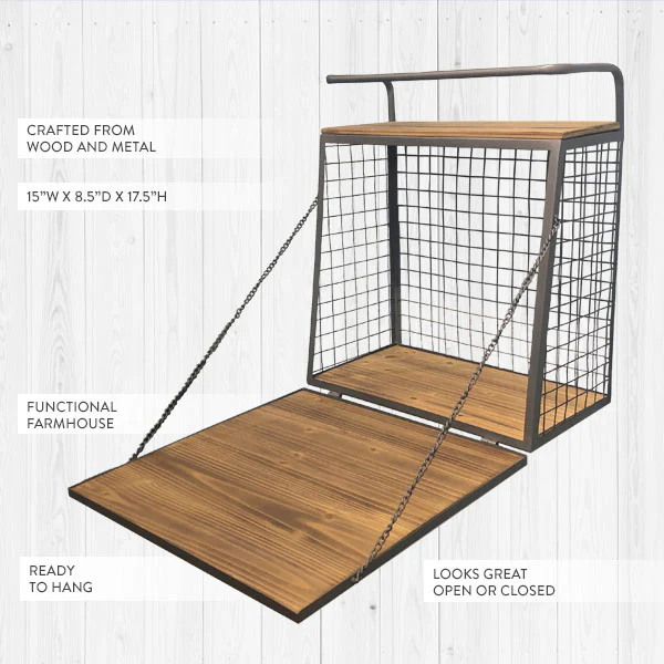 Rustic Wall Cubby with Fold Down Shelf