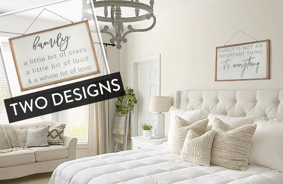 Wooden Framed Reversible Family Sign