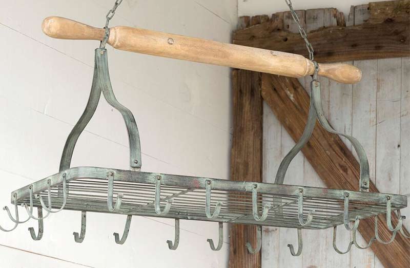 Farmhouse Hanging Metal Pot Rack