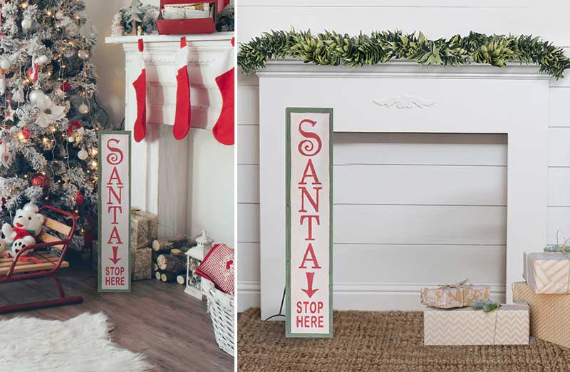 Santa Stop Here Sign With Stand