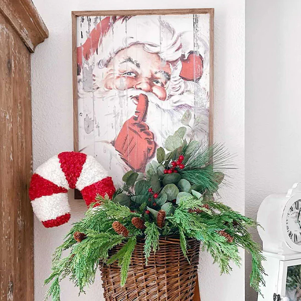 Framed Wooden Plank Vintage Santa